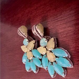 Elegant Turquoise and Gold Leaf Earrings